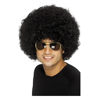 Stor Funky 70-tal Afroperuk Svart