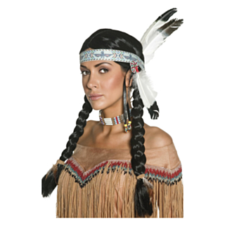Autentisk indianperuk i svart