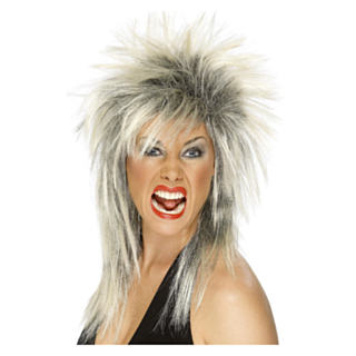 80-tal Rockdiva Peruk Blond/Svart