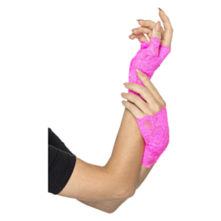 Korta Fingerlösa 80-talshandskar Rosa