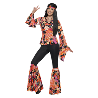 Blommig Hippie Maskeraddräkt Svart