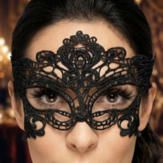 Broderi Hjärta Ögonmask Svart
