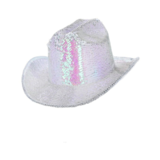 Paljett Cowboyhatt Iriserende Vit