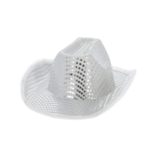 LED Paljett Cowboyhatt Silver