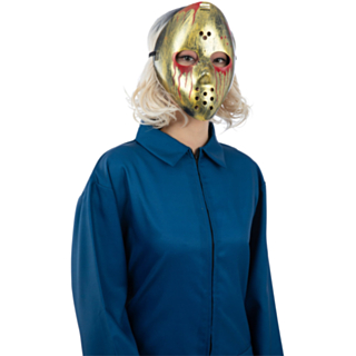 Blodig Metallisk Hockeymask Guld