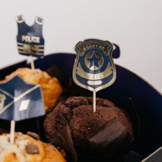 Polis Tårtdekorationer Blå/Guld