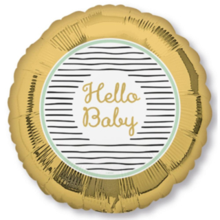 Hello Baby Folieballong Guld