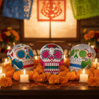 Day Of The Dead Sugar Skull Bordsdekorationer