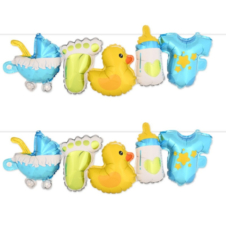 Babyshower Girlang Folieballonger Blå