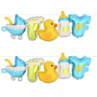 Babyshower Girlang Folieballonger Blå