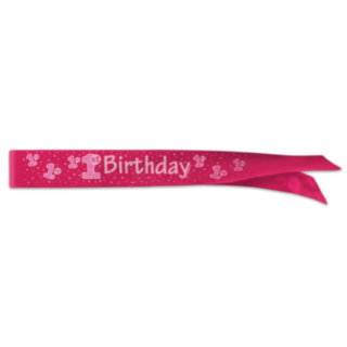 Skråband 1 År Födelsedag Rosa