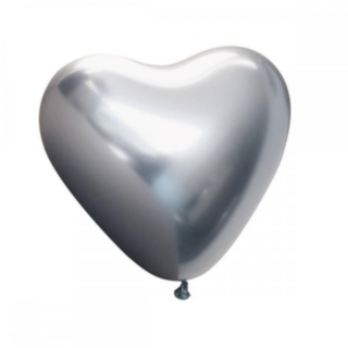 Premium Hjärta Latexballonger Chrome Silver