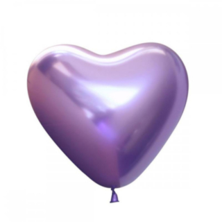 Premium Hjärta Latexballonger Chrome Lila