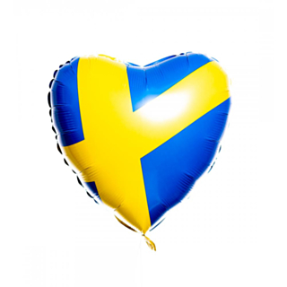 Hjärta Sveige Flagga Folieballong