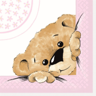 Servetter Nalle Rosa
