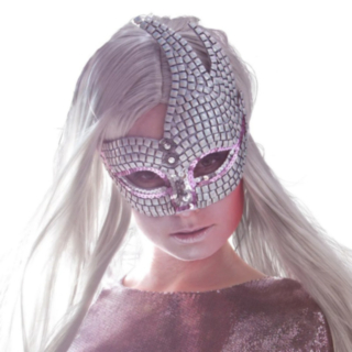 Maskerad Ögonmask Silver/Ljusrosa
