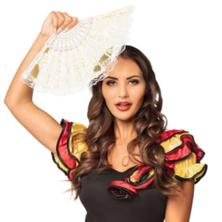 Flamenco Solfjäder Vit