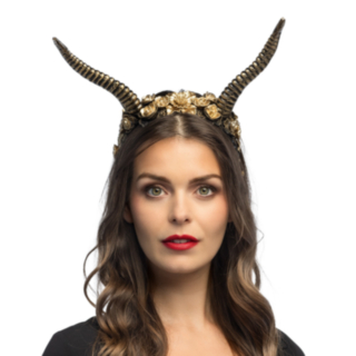 Demoniska Horn Blommigt Hårband
