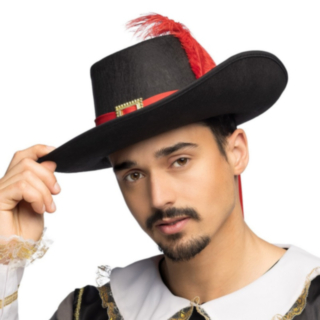 Musketörhatt Svart/Röd