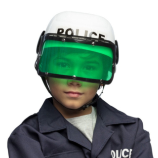 Polis Barnhjälm Vit/Grön
