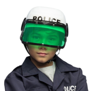 Polis Barnhjälm Vit/Grön