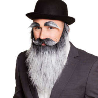Gammal Man Skägg & Ögonbryn