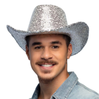 Glitter Cowboyhatt Silver