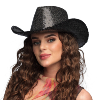 Glitter Cowboyhatt Svart