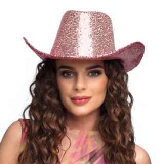 Glitter Cowboyhatt Ljusrosa