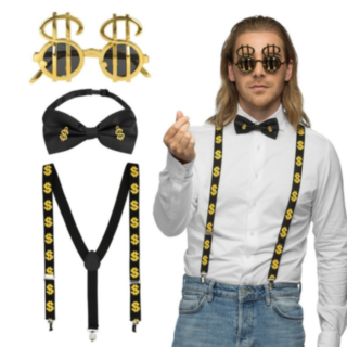 Dollar Party Outfit Guld/Svart