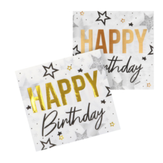 Happy Birthday Servetter Guld