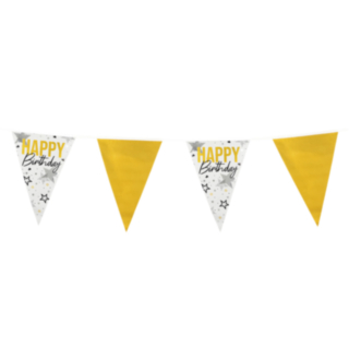 Happy Birthday Stjärnor Vimpelgirlang Guld