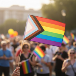 Progress Pride Flagga På Pinne