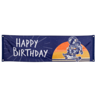 Astronaut Skater Happy Birthday Banderoll