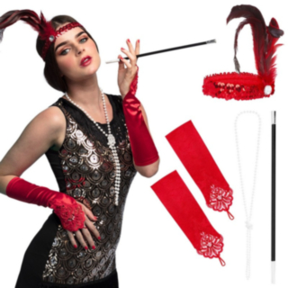 20-tal Flapper Set Röd
