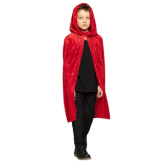 Velour Barncape Röd