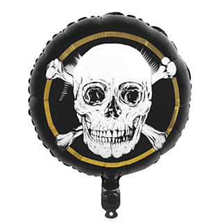 Dödskalle Folieballon Guld/Svart
