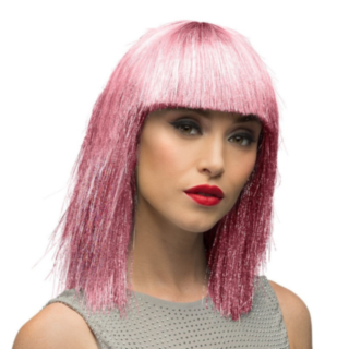 Lugg Glitterperuk Ljusrosa