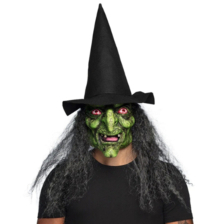 Häxa Latexmask & Hatt