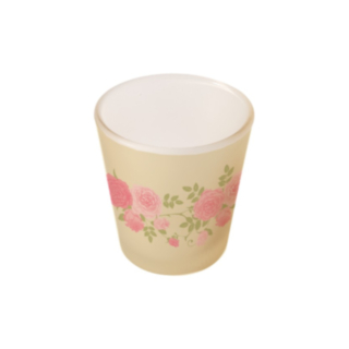 Blommig Glas Värmeljushållare Rosa