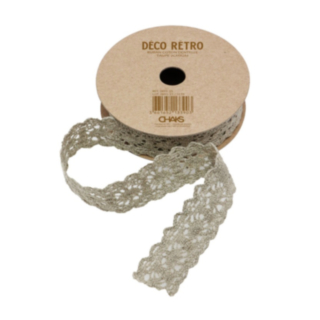 Vintage Spetsband Gråbrun
