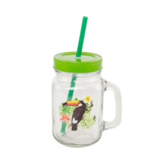 Tukan Glas Med Sugrör Grön