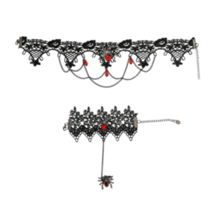 Spindel Choker & Armband Svart/Röd