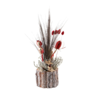 Torkade Naturblommor I Träfot