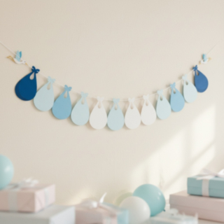 Stork Babyshower Girlang Ljusblå