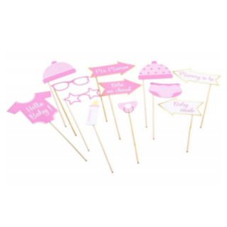 Babyshower Photobooth Selfie Props Ljusrosa