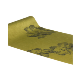 Blommig Velour Bordslöpare Grön