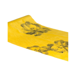 Floral Velour Bordslöpare Senapsgul