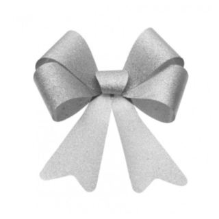 Glitter Dekorationsrosett Silver