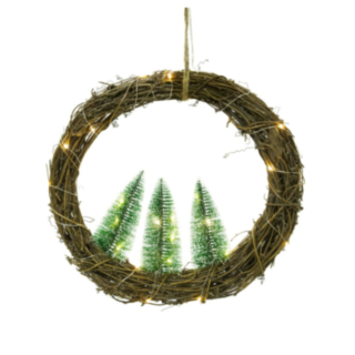 Rattan Julkrans Med Ljusslinga